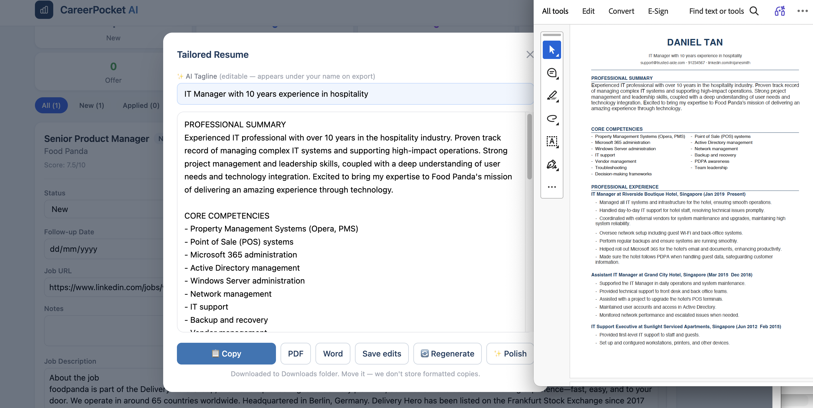 AI Tailored Resume — ATS-optimised, role-specific
