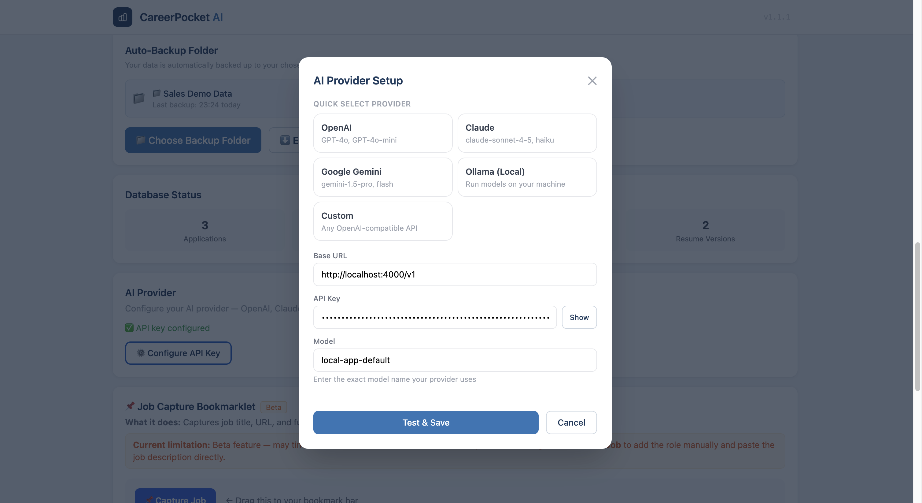 Flexible AI provider — OpenAI, Claude, Gemini, or free local model